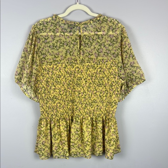 Torrid Yellow Ruffle Chiffon Floral Smocked Blouse. Size 3 - Picture 12 of 13